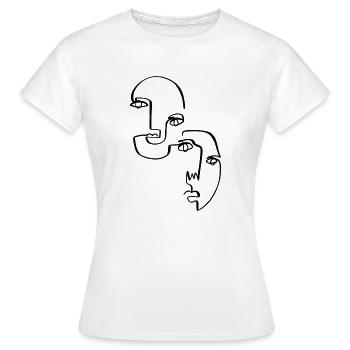 Visages abstraits, Lineart - T-shirt Femme - blanc - Devant - AI Model Female 172 dark (172cm)
