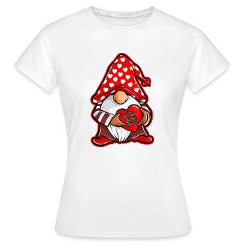 Valentinstag Gnome Love Holding Red Hear B - Frauen T-Shirt - Weiß - Vorne - AI Model Female 172 dark (172cm)