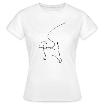 Dog on a Leash Line Art - Minimalista - Camiseta mujer - blanco - delante - AI Model Female 172 dark (172cm)