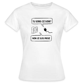 tu sors ce soir - T-shirt Femme - blanc - Devant - AI Model Female 172 dark (172cm)