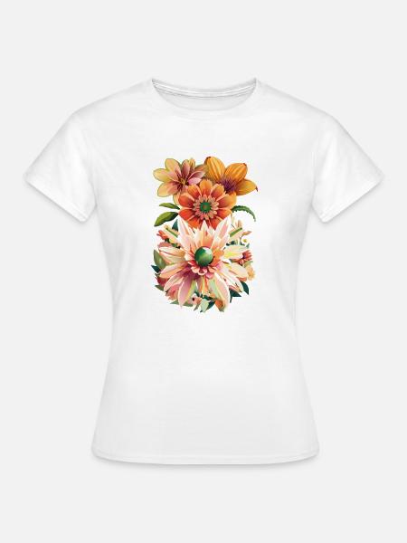 Blumenshirt - Frauen T-Shirt - Weiß