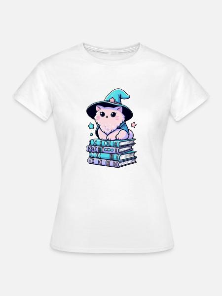 Magischer Kätzchen-Zauberer - Frauen T-Shirt - Weiß