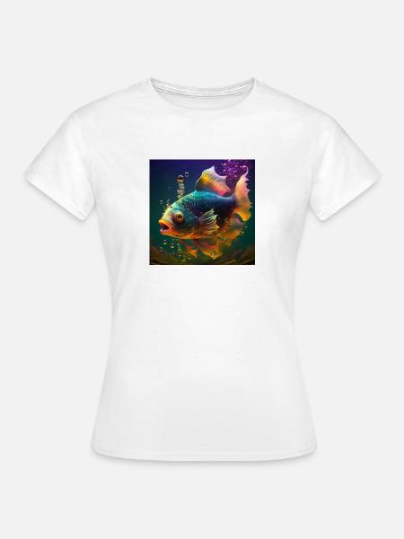 Farbiger Fisch, einzigartiges Design - Frauen T-Shirt - Weiß