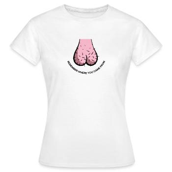 Hoden & Herkunft - Frauen T-Shirt - Weiß - Vorne - AI Model Female 172 dark (172cm)