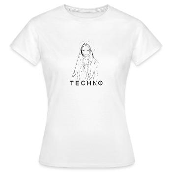 Techno Nonne - Dark Techno, Dark Minimal Techno, H - T-shirt Femme - blanc - Devant - AI Model Female 172 dark (172cm)