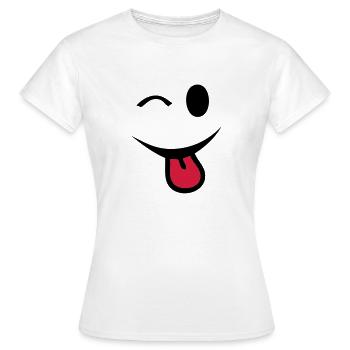 smiley clin oeil yeux langue1 - T-shirt Femme - blanc - Devant - AI Model Female 172 dark (172cm)