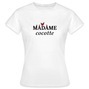 MADAME cocotte - Poule et poussins - T-shirt Femme - blanc - Devant - AI Model Female 172 dark (172cm)