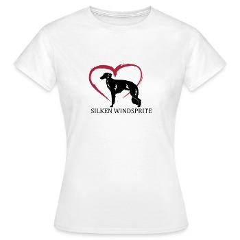 Silken Windsprite Herz - Frauen T-Shirt - Weiß - Vorne - AI Model Female 172 dark (172cm)