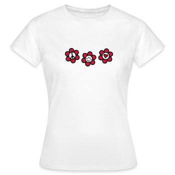 Peace Love Happiness Free Summer Festival Flower - Women's T-Shirt - white - Front - AI Model Female 172 dark (172cm)