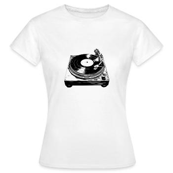 Schallplatte Vinyl Musik Plattenspieler retro - Frauen T-Shirt - Weiß - Vorne - AI Model Female 172 dark (172cm)