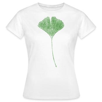 Ginkgo Blatt / NATUR Druck - Frauen T-Shirt - Weiß - Vorne - AI Model Female 172 dark (172cm)