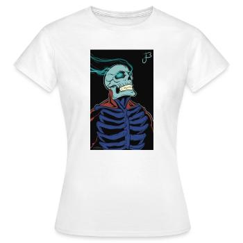 Flammendes Skelett im Umhang - Frauen T-Shirt - Weiß - Vorne - AI Model Female 172 dark (172cm)