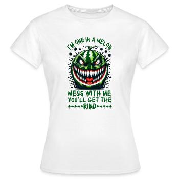 Je ne fais qu’un dans un melon. Embrouille-moi, Summerween - T-shirt Femme - blanc - Devant - AI Model Female 172 dark (172cm)