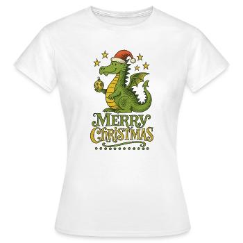 Festliche Drachenweihnacht - Frauen T-Shirt - Weiß - Vorne - AI Model Female 172 dark (172cm)