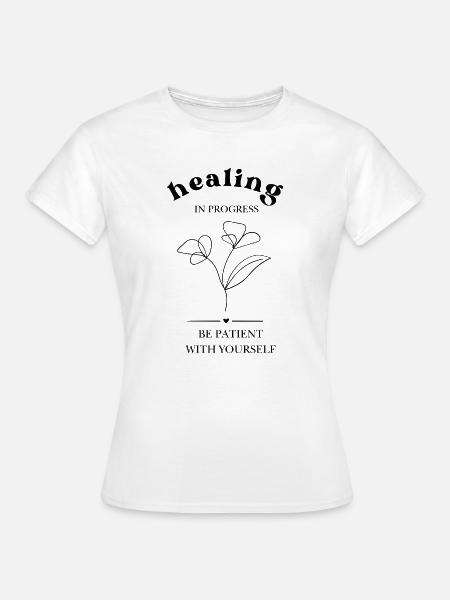 Filigrane Blumensilhouette healing - Frauen T-Shirt - Weiß