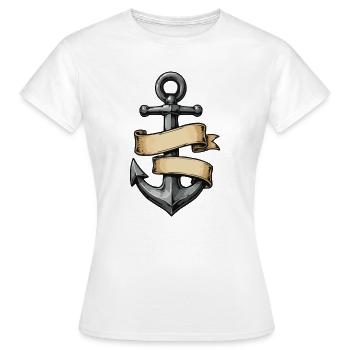 Tatouage vintage de la bannière Anchor - T-shirt Femme - blanc - Devant - AI Model Female 172 dark (172cm)