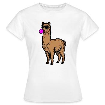 Cool llama in a minimal comic - Women's T-Shirt - white - Front - AI Model Female 172 dark (172cm)