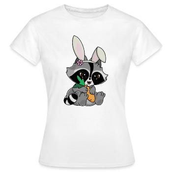Câline le raton laveur déguisé en lapin avec une carotte - T-shirt Femme - blanc - Devant - AI Model Female 172 dark (172cm)