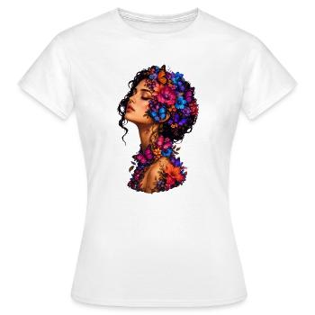 Couronne de Papillons en Fleurs - T-shirt Femme - blanc - Devant - AI Model Female 172 dark (172cm)