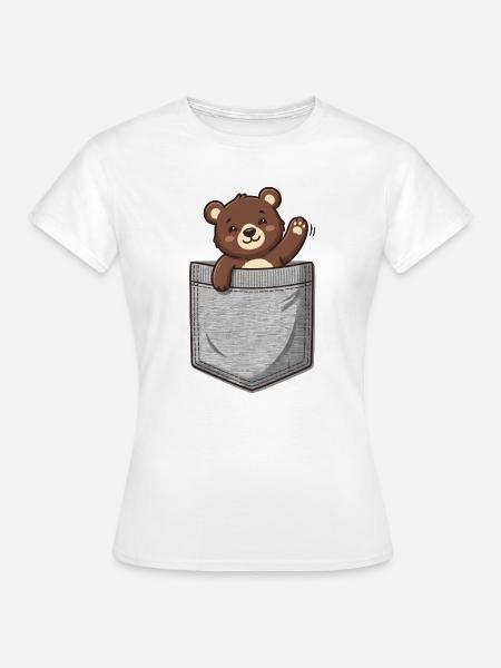 Teddybär aus der Tasche - Frauen T-Shirt - Weiß