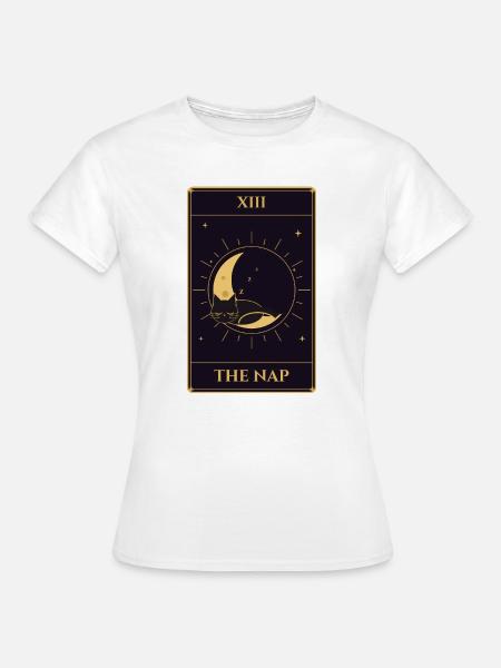 XIII Das Nickerchen-Tarot Schwarzer Katzenmond - Frauen T-Shirt - Weiß