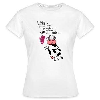 humour alcool raisin boire bretagne vache raisin1 - T-shirt Femme - blanc - Devant - AI Model Female 172 dark (172cm)