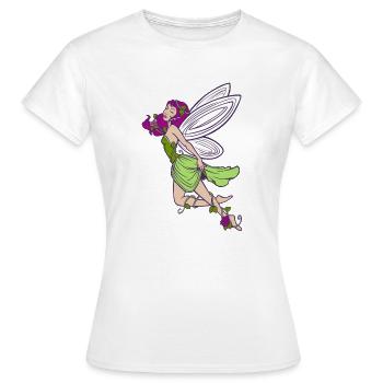 Fée elfe avec roses - T-shirt Femme - blanc - Devant - AI Model Female 172 dark (172cm)