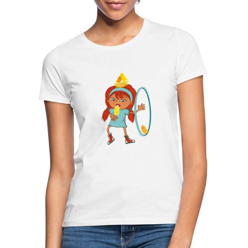 Happy Girl mit Eis, Vögeln und HulaHoop - Frauen T-Shirt