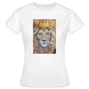 König. Löwe mit goldener Krone. - Frauen T-Shirt - Weiß - Vorne - AI Model Female 172 dark (172cm)