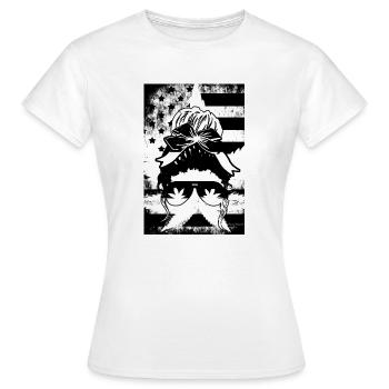 Hemp Woman Glasses American Flag - Women's T-Shirt - white - Front - AI Model Female 172 dark (172cm)