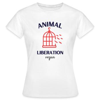 Animal Liberation, végétalien - T-shirt Femme - blanc - Devant - AI Model Female 172 dark (172cm)