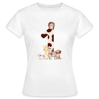 1. Jahrestag - Tiere zum ersten Jahrestag - Frauen T-Shirt - Weiß - Vorne - AI Model Female 172 dark (172cm)