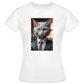 ARBEITSTIERE - Businesskatze - Frauen T-Shirt - Weiß - Vorne - AI Model Female 172 dark (172cm)