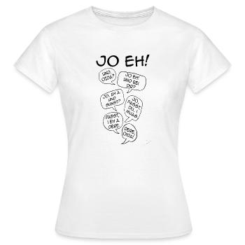 Mimikama "Ja eh" + "Oida" - Frauen T-Shirt - Weiß - Vorne - AI Model Female 172 dark (172cm)