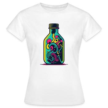 Flasche mit bunten Ranken - Frauen T-Shirt - Weiß - Vorne - AI Model Female 172 dark (172cm)