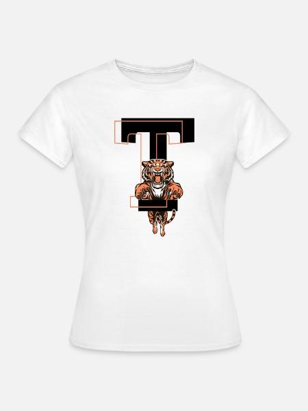 Tiger Buchstabe T - Geschenkidee - Frauen T-Shirt - Weiß