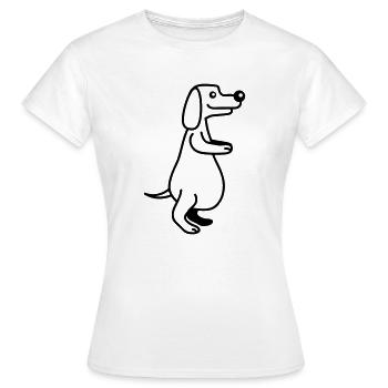 chien gros ventre en surpoids drôle dessin animé bande dessinée - T-shirt Femme - blanc - Devant - AI Model Female 172 dark (172cm)