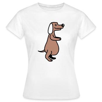 chien gros ventre en surpoids drôle dessin animé bande dessinée - T-shirt Femme - blanc - Devant - AI Model Female 172 dark (172cm)