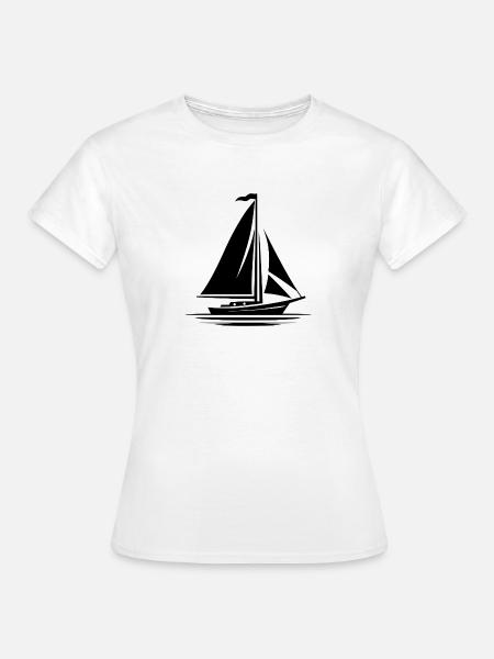 Segelboot Umriss - Frauen T-Shirt - Weiß