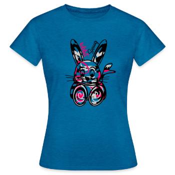 Lapin - T-shirt Femme - bleu saphir antique chiné - Devant - AI Model Female 172 dark (172cm)
