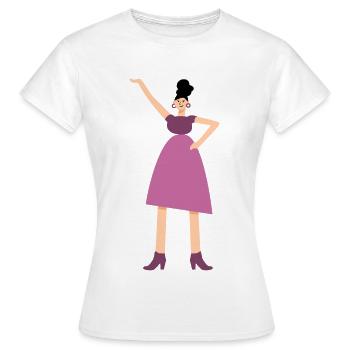 Frau im pinken Kleid - Frauen T-Shirt - Weiß - Vorne - AI Model Female 172 dark (172cm)