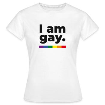 I am homosexual - LGBTQI+ saying - Women's T-Shirt - white - Front - AI Model Female 172 dark (172cm)