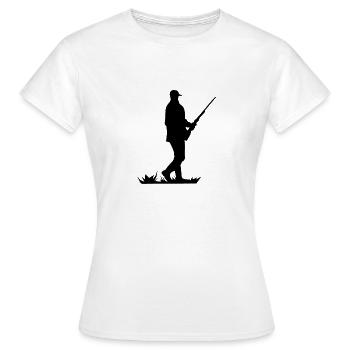 Jäger mit Flinte - Silhouette - Waidmann - Frauen T-Shirt - Weiß - Vorne - AI Model Female 172 dark (172cm)