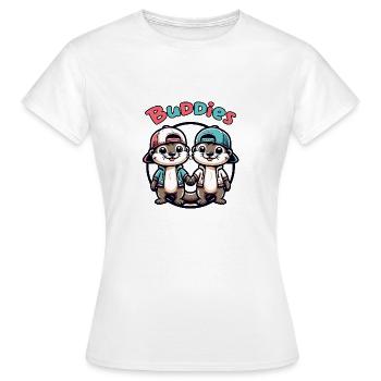 Deux copains loutres mignons copains pour toujours - T-shirt Femme - blanc - Devant - AI Model Female 172 dark (172cm)