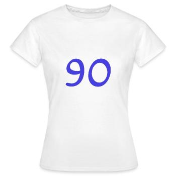 90. 90 YEARS. 90TH ANNIVERSARY. 90TH ANNIVERSARY. - Women's T-Shirt - white - Front - AI Model Female 172 dark (172cm)