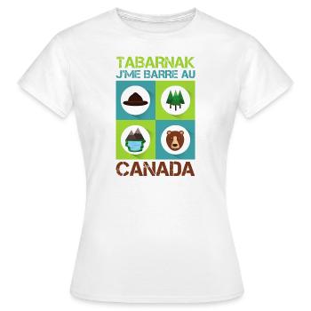 Tabarnak Je Me Barre Au Canada, Feuille D'érable - T-shirt Femme - blanc - Devant - AI Model Female 172 dark (172cm)