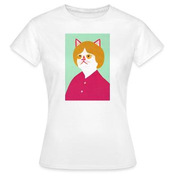 Merkel Cat Retro - Women's T-Shirt - white - Front - AI Model Female 172 dark (172cm)
