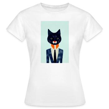 Busy Business Cat Retro - Women's T-Shirt - white - Front - AI Model Female 172 dark (172cm)