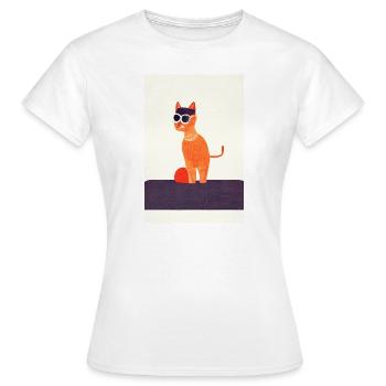 Friedrichshain Chat Rétro - T-shirt Femme - blanc - Devant - AI Model Female 172 dark (172cm)