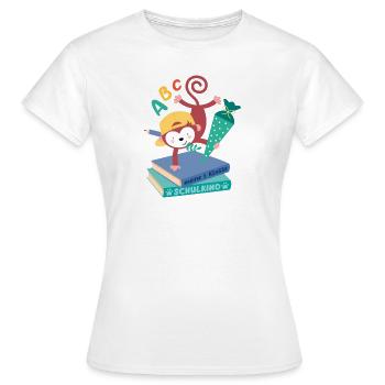 Singe avec cône d’école inscription à l’école enfant - T-shirt Femme - blanc - Devant - AI Model Female 172 dark (172cm)